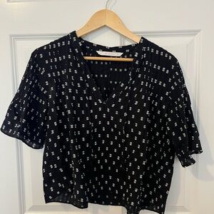 Zara Black and White Patterned Top